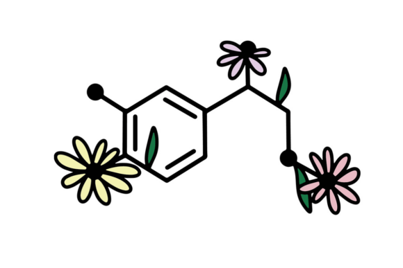Adrenaline Molecular Structure with Flowers