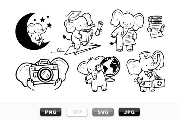 Cute Elephant Character Clipart