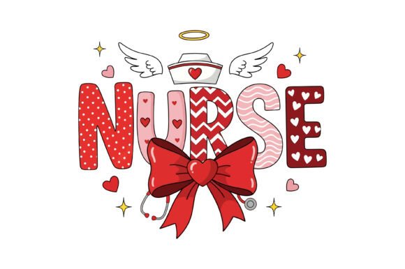 Cute Valentine Nurse Lettering Design