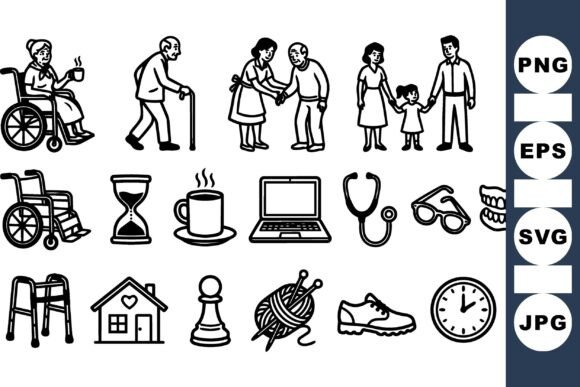 Elderly Care Icon Set SVG