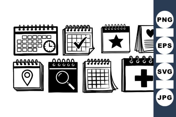 Hand Drawn Calendar Icon Set