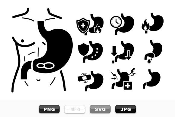 Medical Stomach Health Icons Set